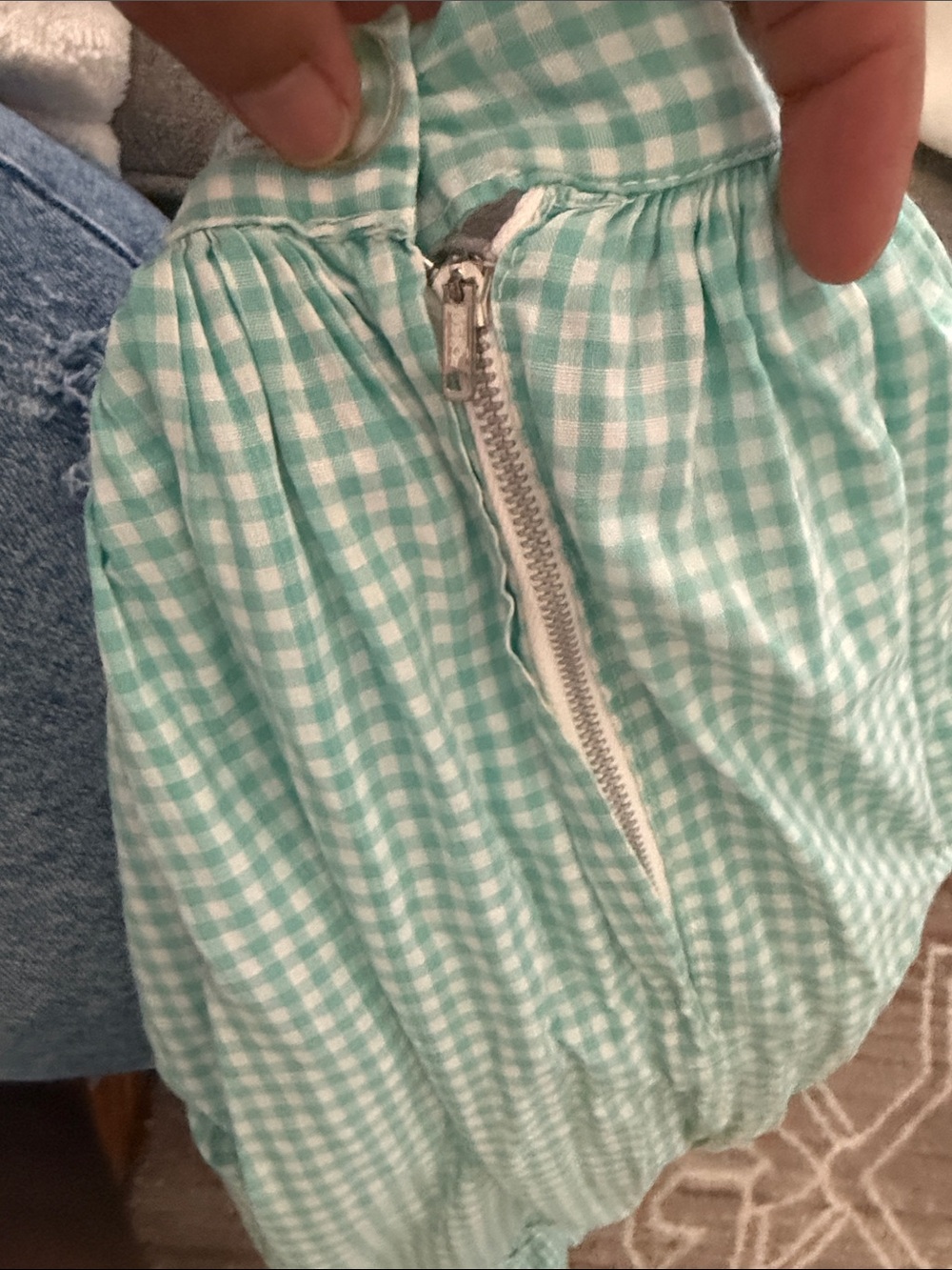 Swede California Cottage core Gingham Green & White Picnic SZ XXSmall Waist 22” - Picture 4 of 5